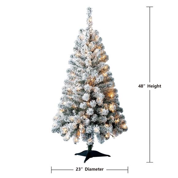 Holiday Time 4ft Flocked Greenfield Pine Christmas Tree PreLit 105 Clear T-5 New - Picture 2 of 9